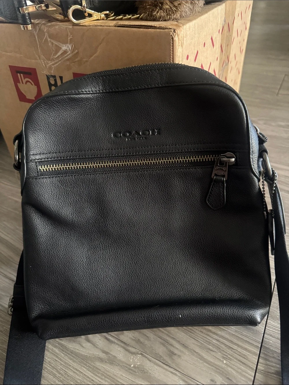 Coach Black Pebble Leather Crossbody Bag